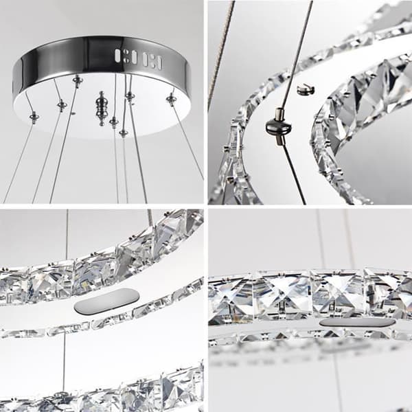 XMTECH 48W LED Crystal Design Takljus LED Pendellampa Hänglampa Creative Ljuskrona Två Ringar Ljuskrona, Cool Vit