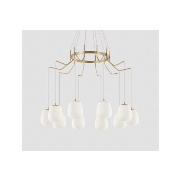 Hänglampa - Ideal Lux - KAROUSEL SP10 - Satinmässing - Vitt glas - Ø 82,5 cm