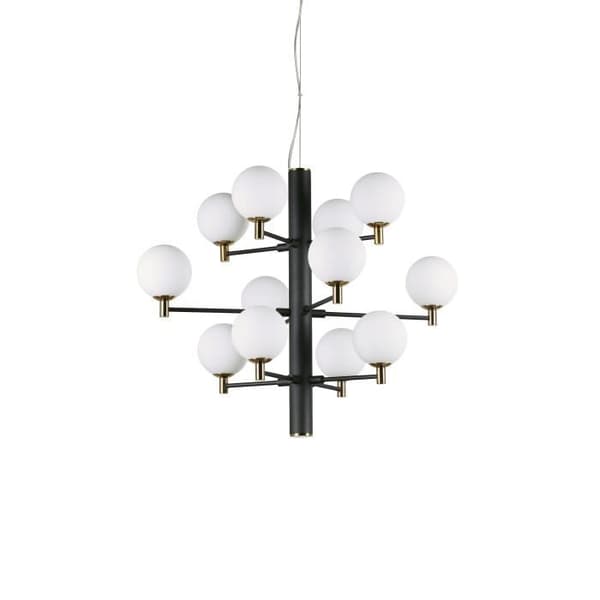 Hängande lampa COPERNICO SP12 svart - Ideal Lux - Ø 71 x H min 74 / max 172,5 cm - 12 glödlampor - Metall och Glas
