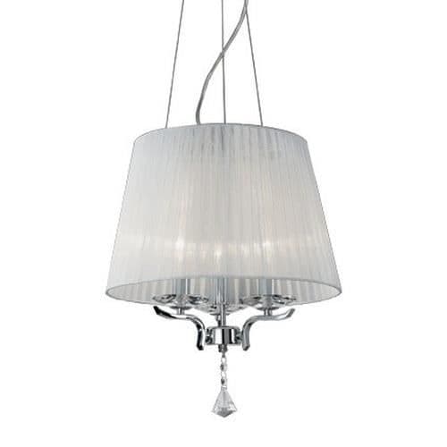 Ideal Lux PEGASO SP3, Vardagsrum, Krom, Vit, IP20, Yta, Rund, Tyg, Glas, Metall Krom, Vit