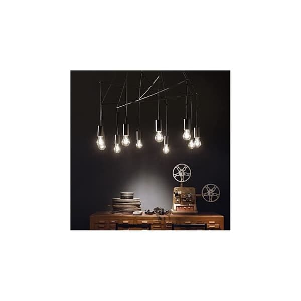 Hängande lampa - IDEAL LUX - POP - Svart - Metall - 10 E27-lampor - 60W