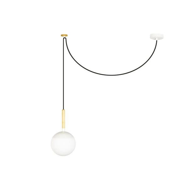 MIN - Offset taklampa Metall/Trä/Vit glas Ø18,5cm Vit