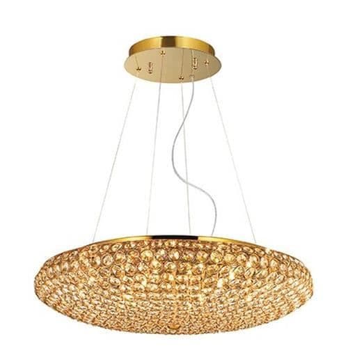 Ideal Lux KING SP12, Sovrum, Barnrum, Matsal, Vardagsrum, Guld, IP20, Yta, Runt, Glas, Metall