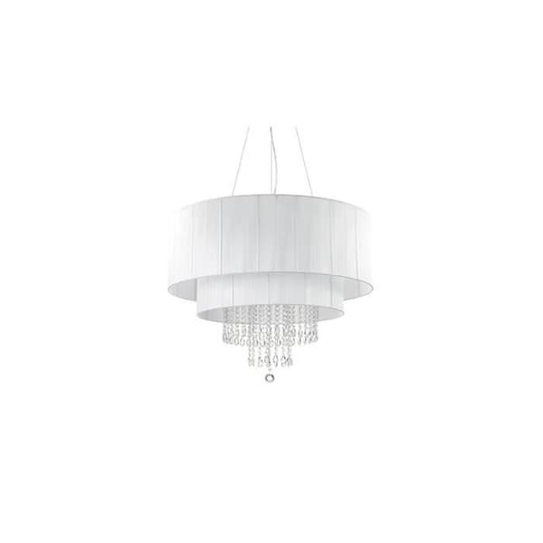 Hänglampa - IDEAL LUX - OPERA - 10 glödlampor - Vit - Glas, Tyg, Kristall - Justerbar höjd