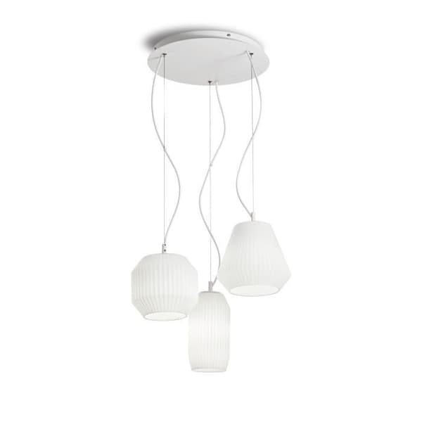 Hänglampa - Ideal Lux - ORIGAMI SP3 - Matt lackad metall - Blåst glas - Modern design