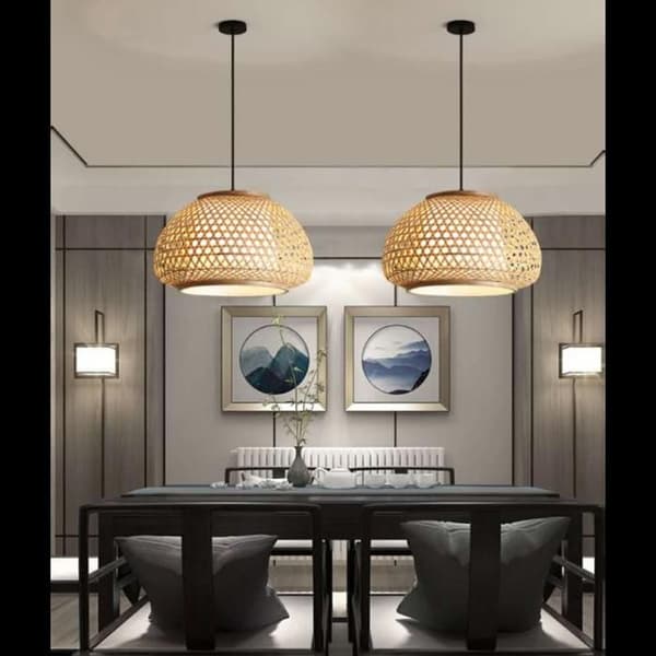 Taklampa - KOSMI - HYDRA - 32 cm - Bambu och rotting - Modern stil - Inredning