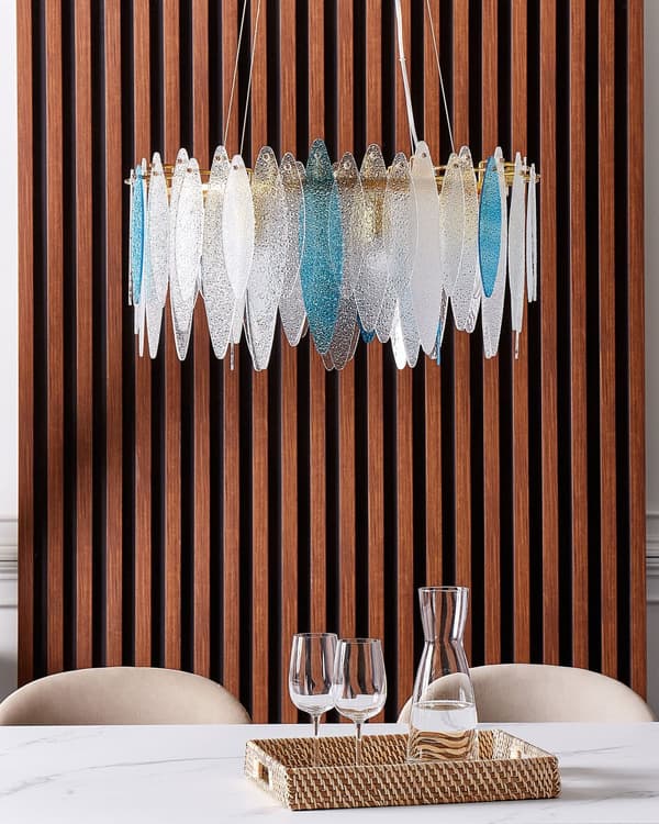 Lysekrone Multifarvet Glas ø 60 cm Moderne Krystallysekrone Prisme Design Chandelier til Spisebord Pendel Lampe