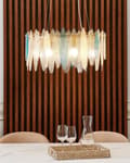 Miniatyrbillede 2 af 9: Lysekrone Multifarvet Glas ø 60 cm Moderne Krystallysekrone Prisme Design Chandelier til Spisebord Pendel Lampe