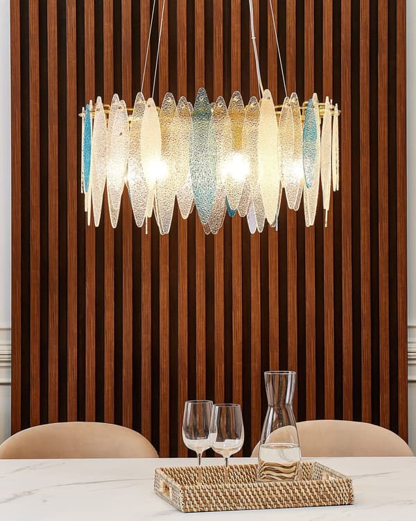 Lysekrone Multifarvet Glas ø 60 cm Moderne Krystallysekrone Prisme Design Chandelier til Spisebord Pendel Lampe