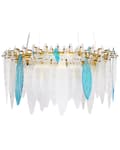Miniatyrbillede 1 af 9: Lysekrone Multifarvet Glas ø 60 cm Moderne Krystallysekrone Prisme Design Chandelier til Spisebord Pendel Lampe