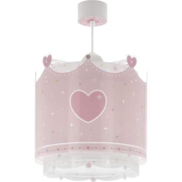 Little Queen barnhängelampa - DALBER - Little queen mönster - Rosa - L 26 cm - H 25 cm Rosa