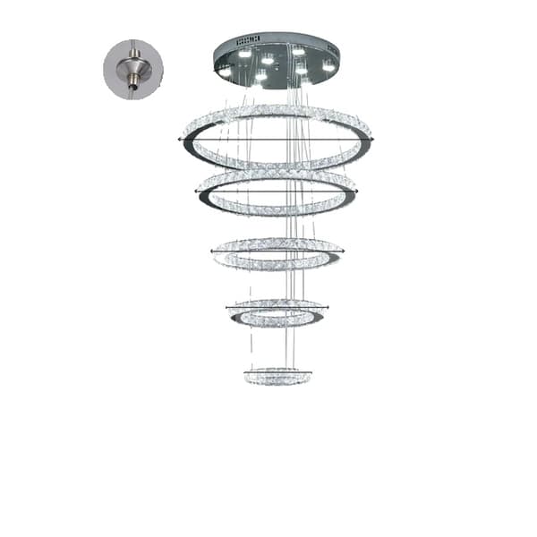 Ljuskrona med hängande ljus, K9-kristall, nordisk design, 3rings D40xD30xD20cm, Utbytbar
