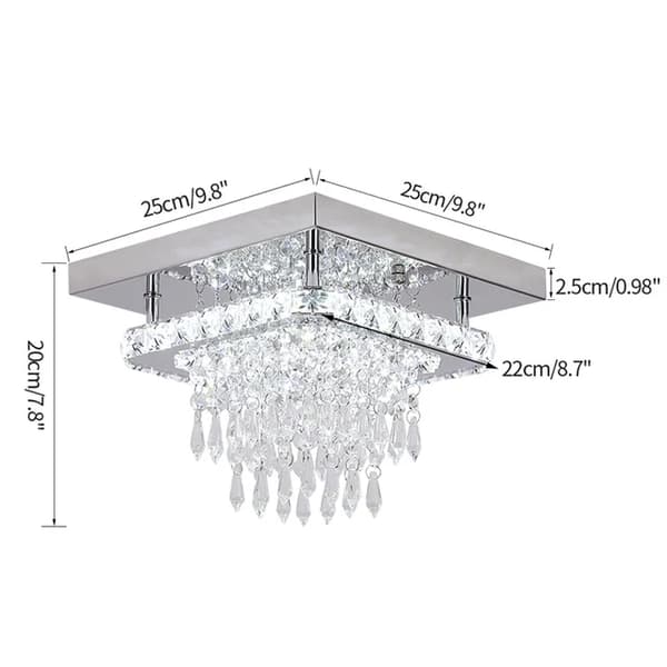 Krystal loftlampe, LED-belysning, moderne design, 5 hoveder, kold hvid