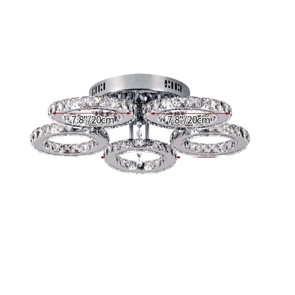 Krystal loftlampe, LED-belysning, moderne design, 5 hoveder, kold hvid