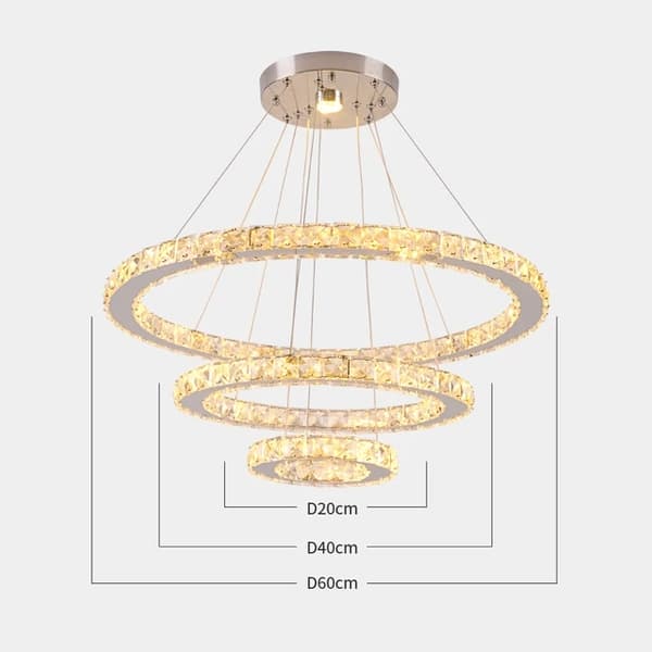 Hængelampe, Krystallringe Design, Dæmpbar LED Teknologi, 1 ring, Kølig Hvid