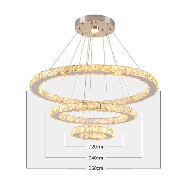 Hængelampe, Krystallringe Design, Dæmpbar LED Teknologi, 1 ring, Kølig Hvid