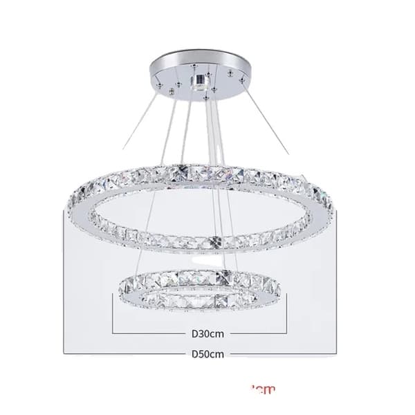Lysekroner, Luksus Design, Rustfrit Stål Konstruktion, 3Rings D20 40 60cm, dæmpning med fjernbetjening