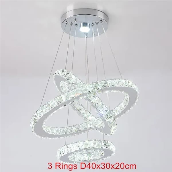 Lysekroner, Luksus Design, Rustfrit Stål Konstruktion, 3Rings D20 40 60cm, dæmpning med fjernbetjening