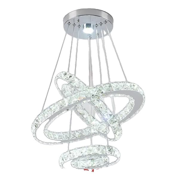 Lysekroner, Luksus Design, Rustfrit Stål Konstruktion, 3Rings D20 40 60cm, dæmpning med fjernbetjening