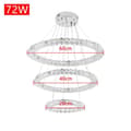 Miniatyrbild 2 av 4: YUENFONG Modern kristallkrona 72W LED 3-ringar takljuslampor, Creative Dining Room Hanging Lamp (Cool White, 72W)