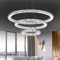Miniatyrbild 1 av 4: YUENFONG Modern kristallkrona 72W LED 3-ringar takljuslampor, Creative Dining Room Hanging Lamp (Cool White, 72W)