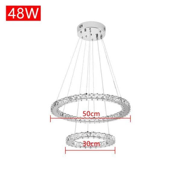 YUENFONG Modern Kristallkrona 48W LED 2 Ringar Takljuslampor, Creative Dining Room Hanging Lamp (Cool White, 48W)