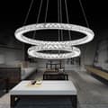 Miniatyrbild 1 av 4: YUENFONG Modern Kristallkrona 48W LED 2 Ringar Takljuslampor, Creative Dining Room Hanging Lamp (Cool White, 48W)