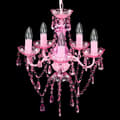 Miniatyrbild 4 av 10: vidaXL Takkrona med kristaller 5 glödlampor rosa -  Takkronor