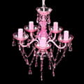 Miniatyrbild 5 av 10: vidaXL Takkrona med kristaller 5 glödlampor rosa -  Takkronor