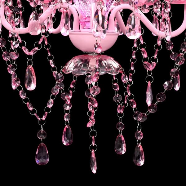 vidaXL Takkrona med kristaller 5 glödlampor rosa -  Takkronor