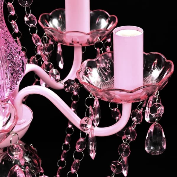 vidaXL Takkrona med kristaller 5 glödlampor rosa -  Takkronor