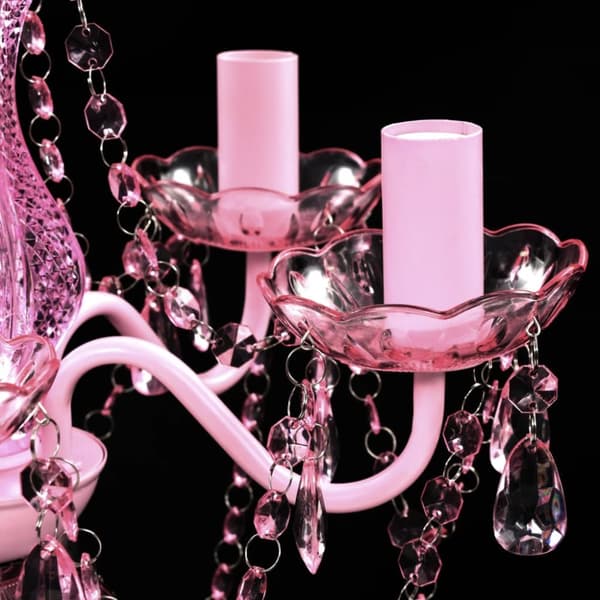 vidaXL Takkrona med kristaller 5 glödlampor rosa -  Takkronor
