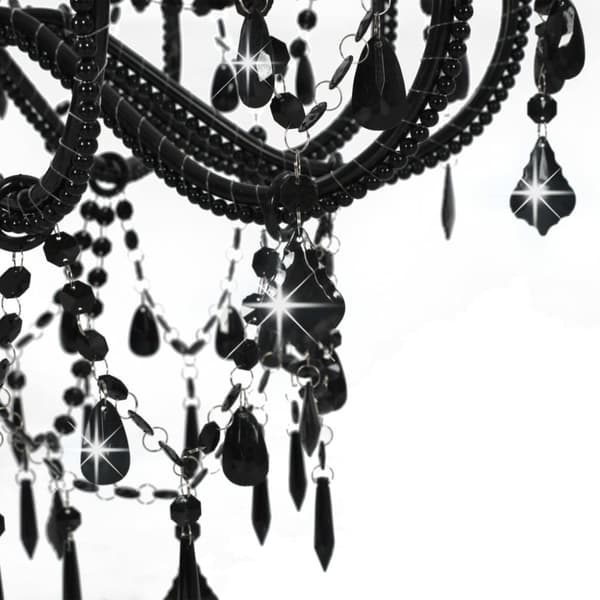 The Living Store lysekrone med perler 12 x E14-pærer sort -  Lysekroner