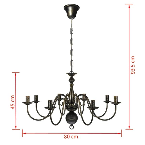Lysekrone 8 x E14-pærer antiklook metal sort - Loftslampe - Loftslamper - Home & Living