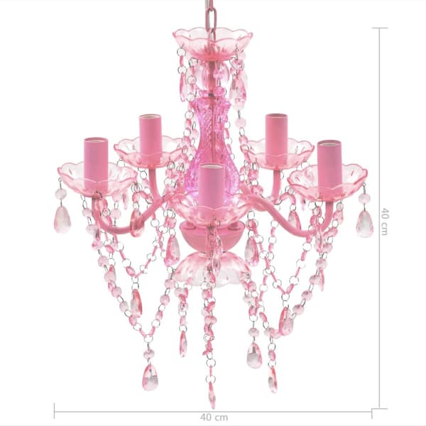 Takkrona med kristaller 5 glödlampor rosa - Ljuskrona - Ljuskronor - Home & Living