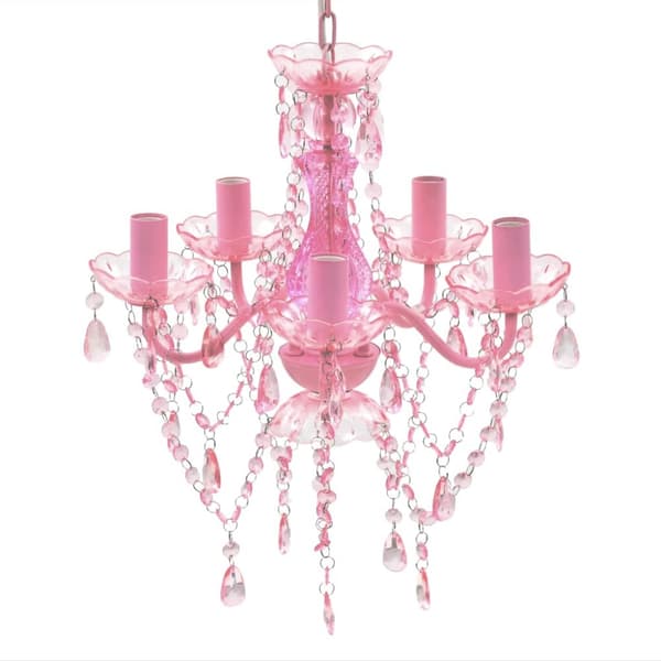 Takkrona med kristaller 5 glödlampor rosa - Ljuskrona - Ljuskronor - Home & Living