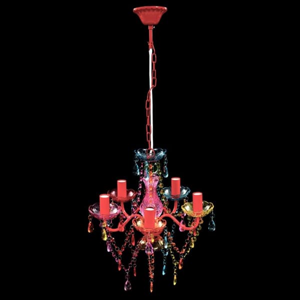 Krystallys 5 pærer flerfarvet - Loftlampe I Kunstigt Krystalglas - Pendler - Home & Living