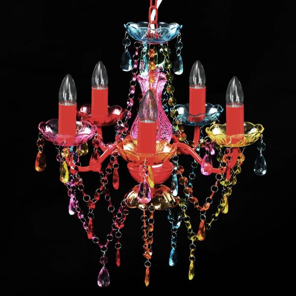 Krystallys 5 pærer flerfarvet - Loftlampe I Kunstigt Krystalglas - Pendler - Home & Living