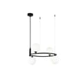 Miniatyrbild 1 av 3: Utsökt 4-Light Suspension Chandelier, skålformad, svartfärgad metallram, vitfärgade taklampor i glas, för