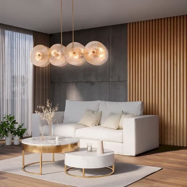 Maytoni - Linjär taklampa Maytoni Aster glas guld 8 glödlampor