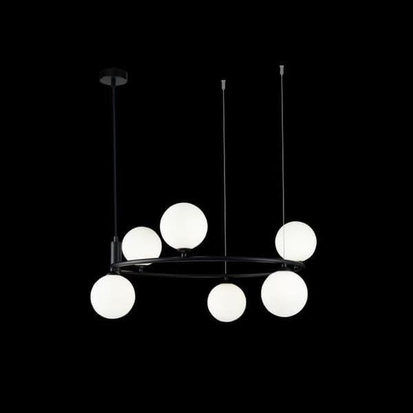 Ljuskrona Upphängning i svart metall, vit taklampa i glas, för vardagsrummet exkl. 6xG9, 25W, 220v