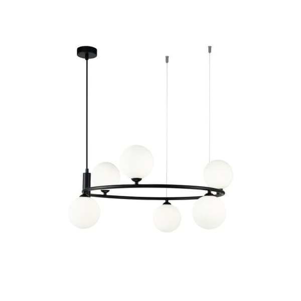 Ljuskrona Upphängning i svart metall, vit taklampa i glas, för vardagsrummet exkl. 6xG9, 25W, 220v
