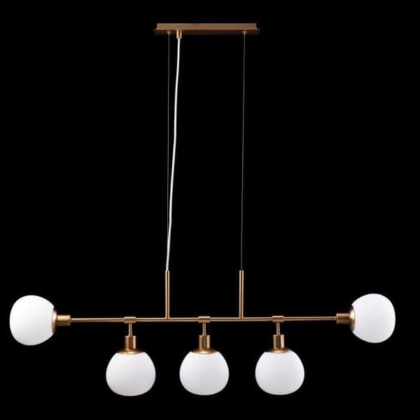Maytoni Pendellampa, 5 Lampa, Modern, Loft, i guldfärgad metall, lampskärm av vitt glas, exkl. 5 E14 40W 220-240V