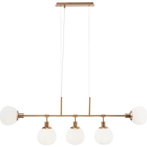 Maytoni Pendellampa, 5 Lampa, Modern, Loft, i guldfärgad metall, lampskärm av vitt glas, exkl. 5 E14 40W 220-240V