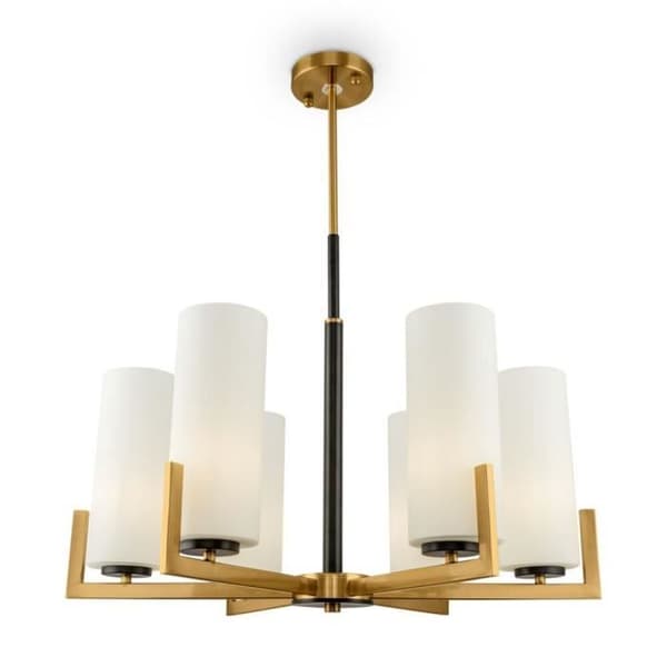 Modern taklampa - Maytoni - Fortano - 6 ljuskällor - Mässing - Glaskupa