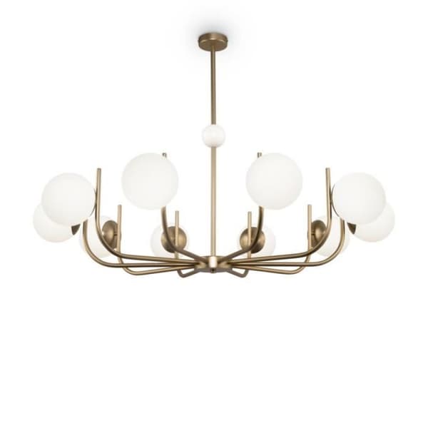 Modern Rendezvous 10 ljus mässing hängande tak ljus glasskärm Vit
