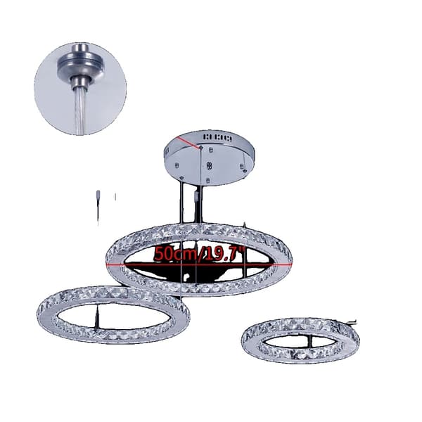 Loftlampe, Krystaldesign, LED-belysning, 345 ring, Varm Hvid