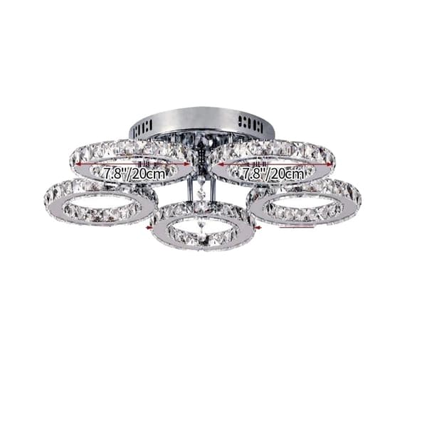 Kristallkrona, Fjärrkontrollsfunktion, Modern Design, 3 ringar, kallt vitt, silver