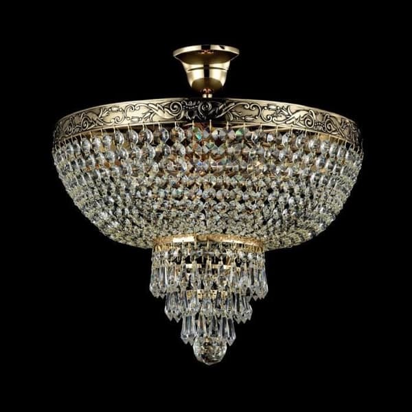 Palace Semi-Flush Mount Taklampa, antikguld och kristall, 5 lampor, E27