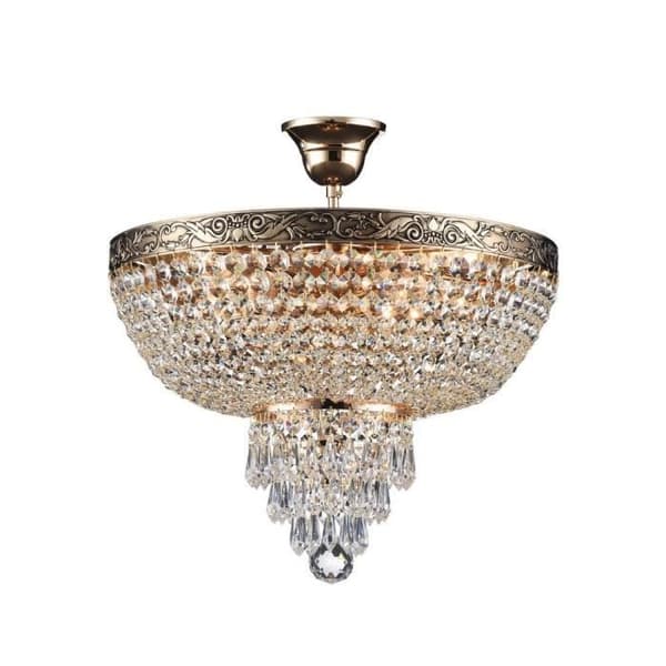 Palace Semi-Flush Mount Taklampa, antikguld och kristall, 5 lampor, E27